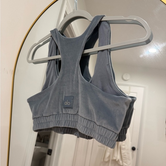 ALO Yoga velour glimmer steel blue Racerback Sports Bra small - Picture 6 of 6